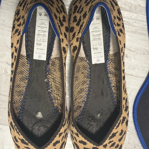 Rothy's The Point Ballet Flat Brown Leopard Print Knit Shoes Women’s Size 6 - Picture 13 of 14
